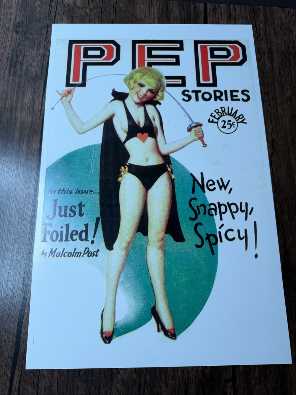 Vintage 1936 Pep Stories Pinup Poster Print - Black and Red 11x17